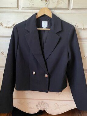 Joie Cropped Double Breasted Black Blazer- size medium